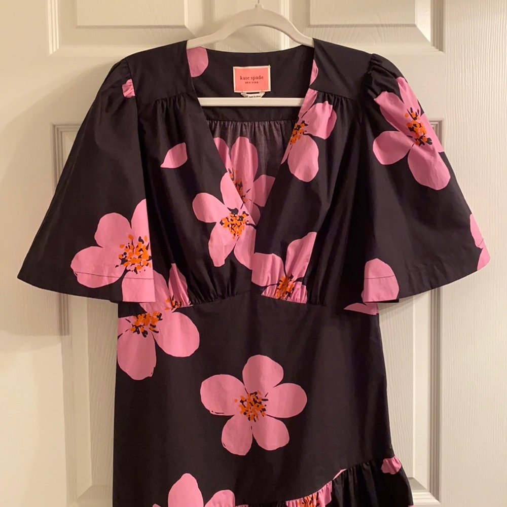 kate spade black grand flora dress